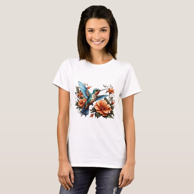 T-shirt avec joli dessin d'oiseau (Devant entier)