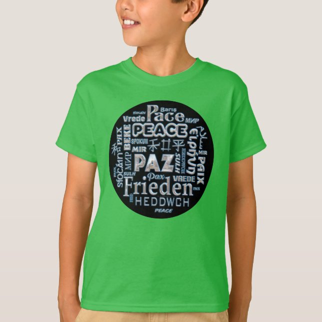 T-shirt avec la paix de chrome dans des langues (Devant)