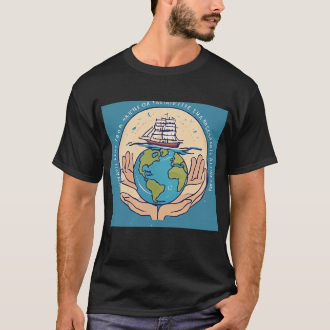 T-shirt avec la Terre dans la conception des mains (Devant)