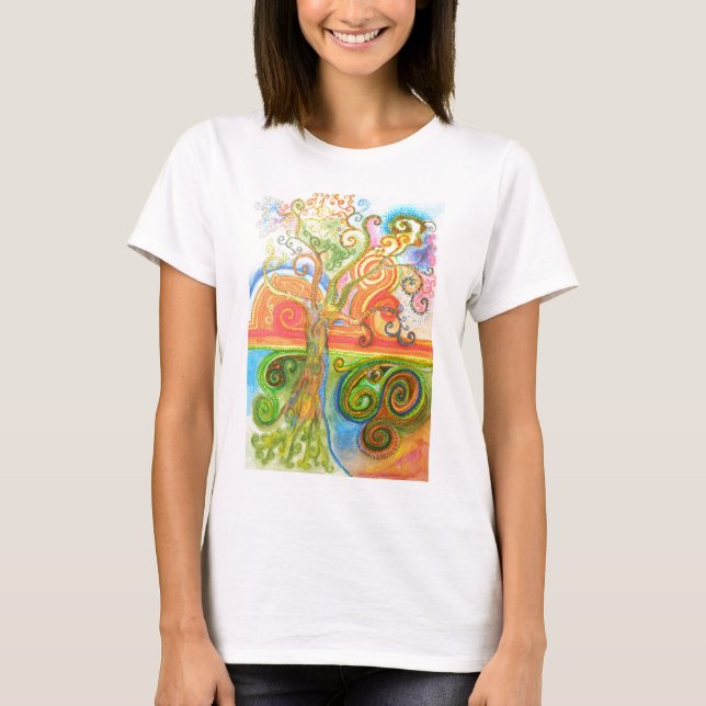 T-shirt avec l'arbre tourbillonnant psychédélique (Devant)