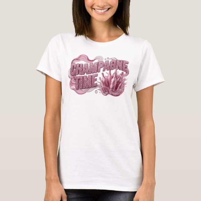 T-shirt avec le slogan frappant CHAMPAGNE TIME (Devant)