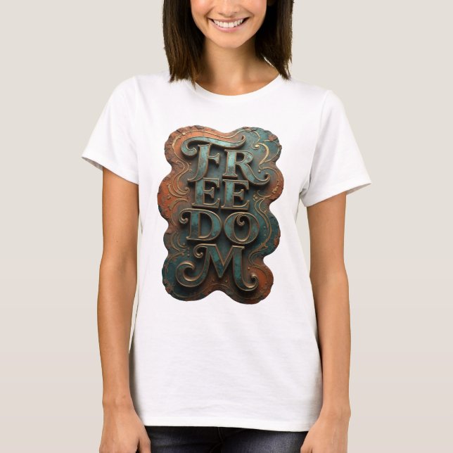T-shirt avec le slogan Sharp Gold FREEDOM (Devant)