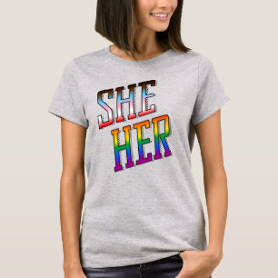 T-Shirt avec les pronoms de progrès de fierté She