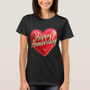 T-shirt avec lettrage cursif or Joyeux Anniversair