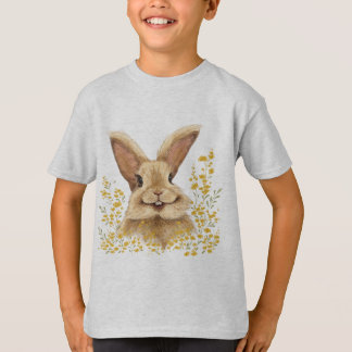 T-shirt avec l'imprimé Happy Bunny en Tone d'or