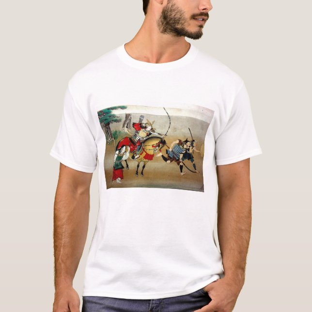 T-shirt Avec l'infanterie Samurai attaquant à cheval (Devant)
