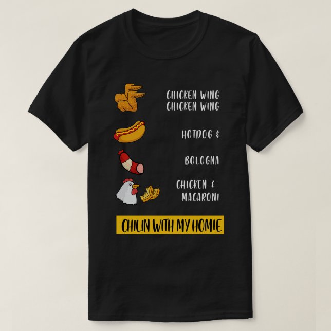 T-shirt Avec Ma Maison Drôle Aile Poulet Bologne Pu (Design devant)