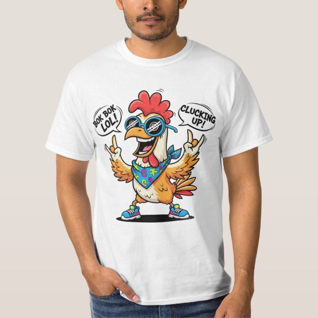 T-Shirt avec mascotte de poulet drôle – Bande dess (Devant)