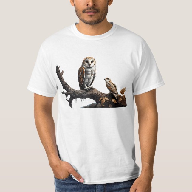 T-shirt avec mignonne Barn Owl & Baby (Devant)