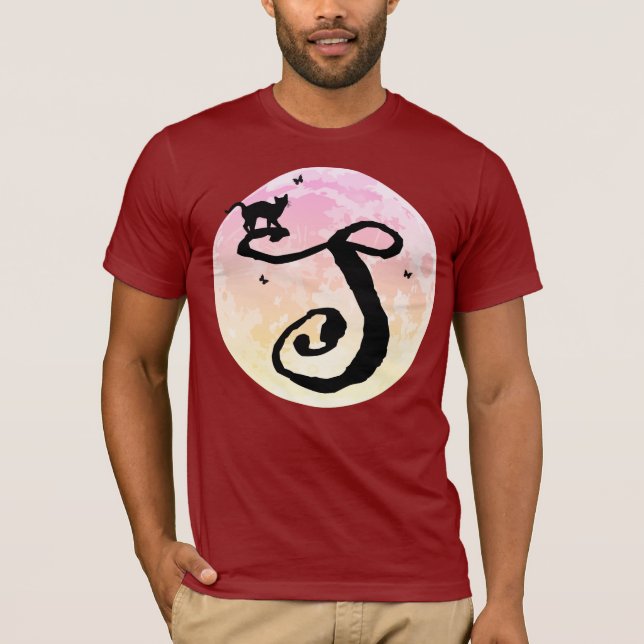 T-shirt avec monogramme initial F et chat sous la  (Devant)