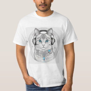 T-shirt avec motifs mandala et un chat Ragdoll