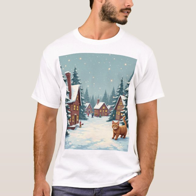 T-shirt avec Noël et chats (Devant)
