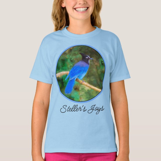 T-shirt avec peinture originale de Geai de Steller (Devant)