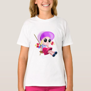 T-shirt avec petite fille en mouvement