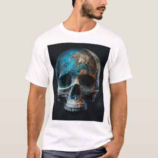 T-shirt avec photo d'un crâne comme la terre