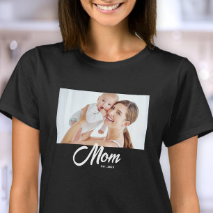 T-shirt avec photo et texte Maman a établi