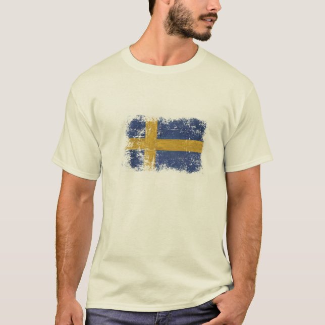 T-shirt avec porté le drapeau suédois (Devant)
