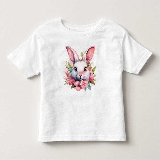 T-shirt avec portrait de lapin de Pâques mignon (Devant)