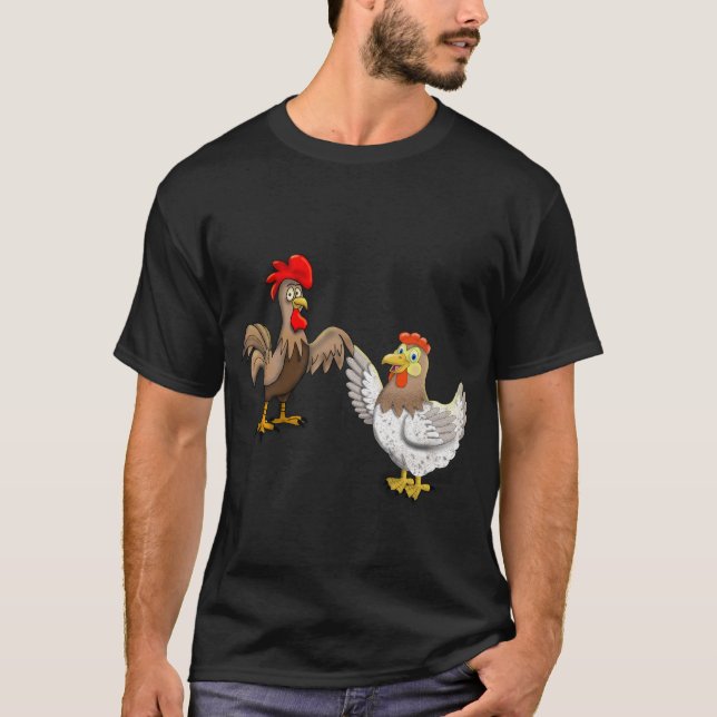 T-shirt avec poule et coq (Devant)