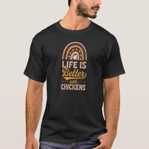 T-shirt Avec poulets bohème arc-en-ciel branché Boho