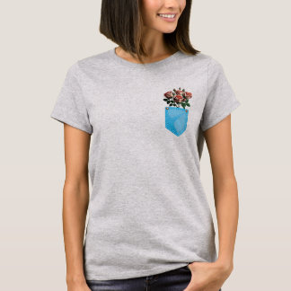 T-shirt avec roses dans la poche