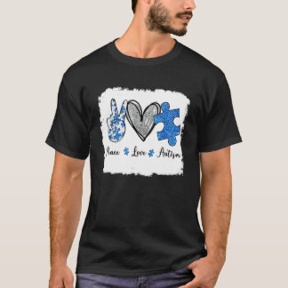 T-shirt avec signe Autism Love Peace de grande tai
