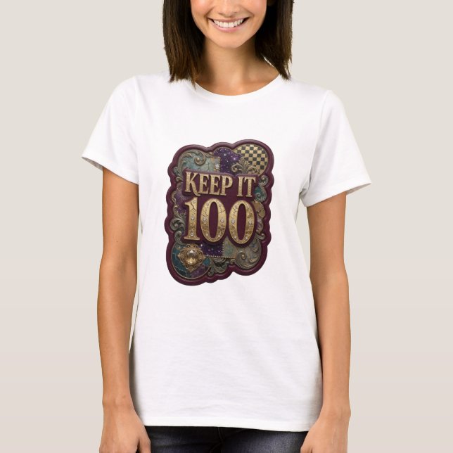 T-shirt avec slogan Fresh Gold KEEP IT 100 (Devant)