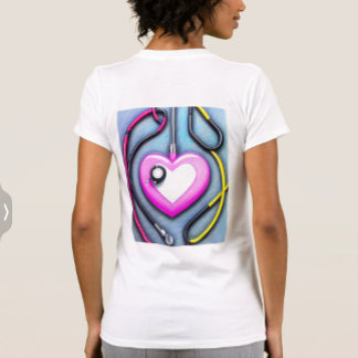T-shirt avec stéthoscope en forme de coeur