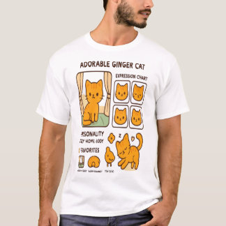 T-shirt avec tableau d'expression de chat roux mig