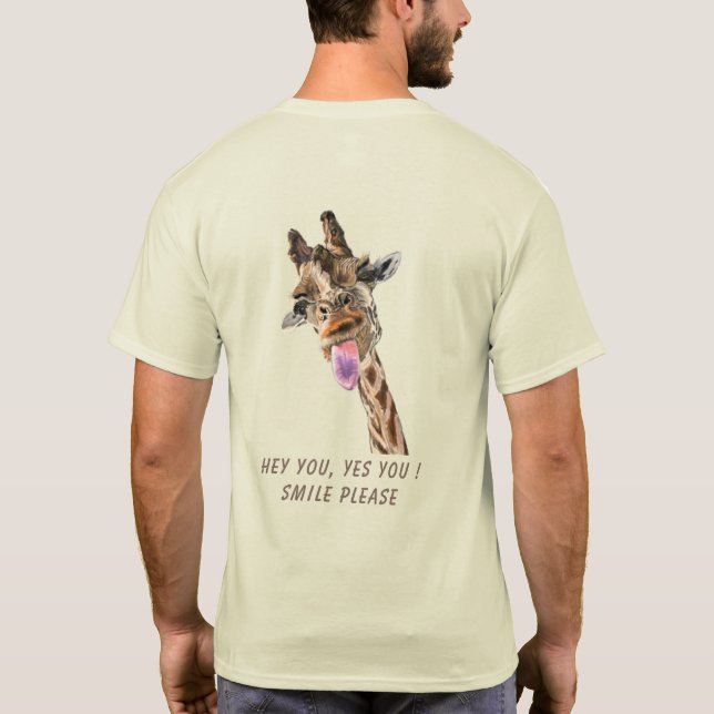 T-Shirt avec Texte Accrocheur et Girafe (Dos)