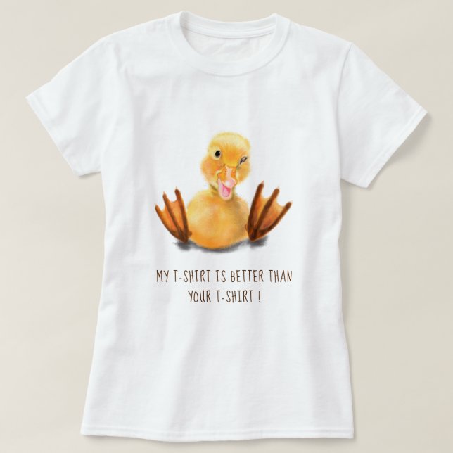 T-Shirt avec Texte Attrayant Caneton Jaune Drôle (Design devant)