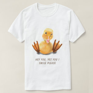 T-Shirt avec Texte Attrayant et Canard Jaune