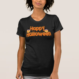 T-shirt avec texte fantaisiste Joyeux Halloween
