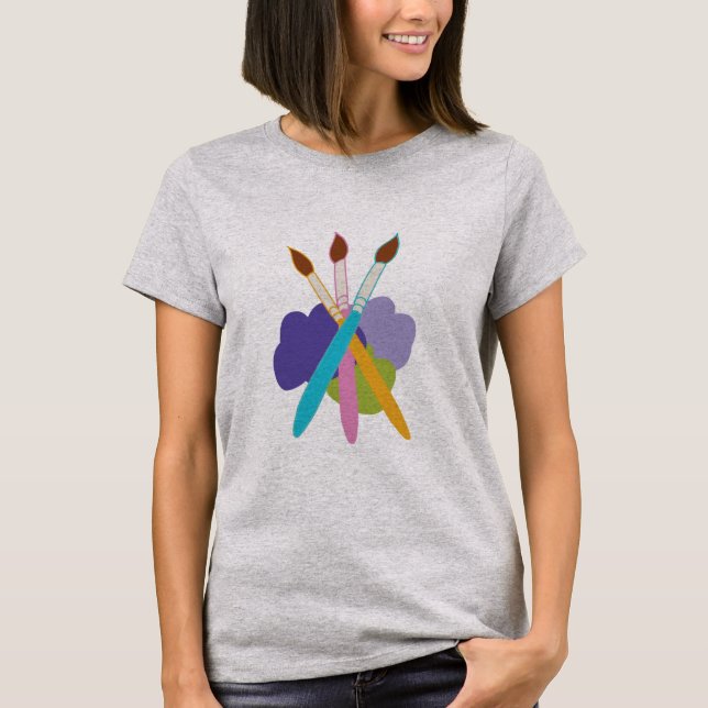 T-shirt avec trois brosses à peinture et des lobs  (Devant)