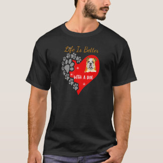 T-shirt Avec un chien dessin de bouledogue anglais