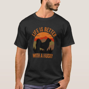 T-shirt Avec un chien Vintage de la campagne Husky