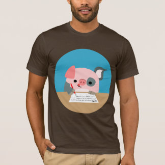 T-shirt avec un cochon écrivain de dessin animé mi