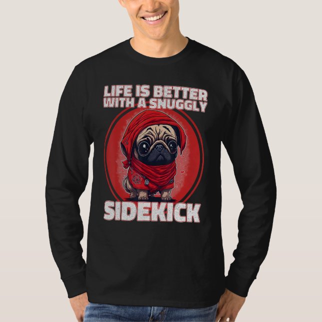 T-shirt avec un compagnon câlin  Un Pug mignon (Devant)