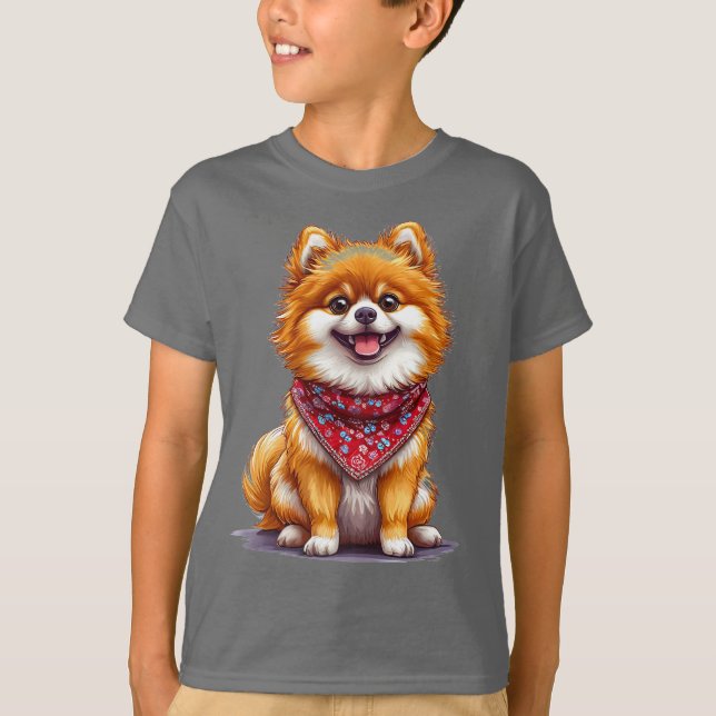 T-shirt avec un joli chien Pomeranian - Cadeau pou (Devant)
