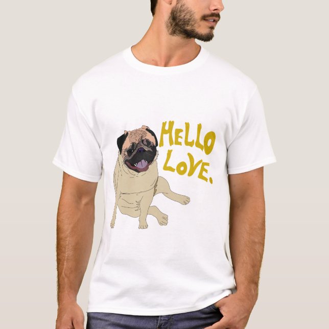 T-shirt avec un joli design de Pug mignon et adora (Devant)