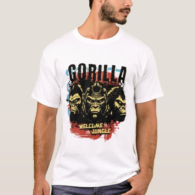 T-shirt avec un motif de gorille imposant (Devant)
