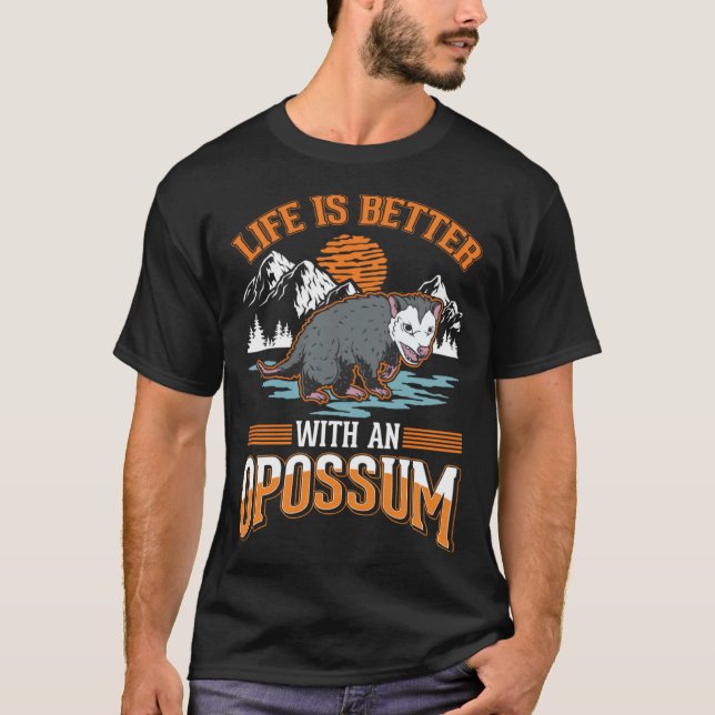 T-shirt avec un Possum Chat Ordures Opossum (Devant)