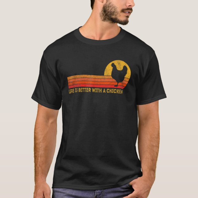 T-shirt Avec un poulet  Poulet Rétro (Devant)