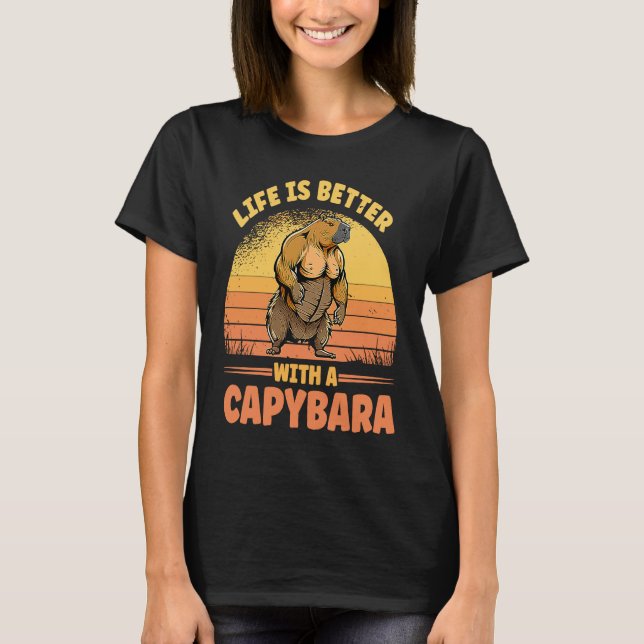 T-shirt Avec un rongeur bodybuilder de fitness capybara (Devant)