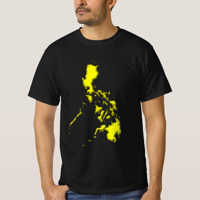 T-shirt avec une carte des Philippines jaune en no (Devant)