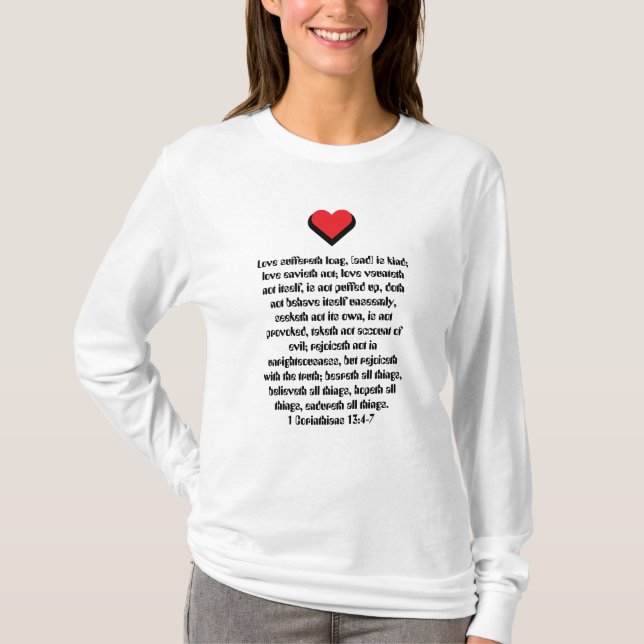 T-shirt avec versets bibliques 1 Corinthiens 13:4- (Devant)