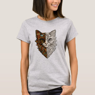 T-shirt avec visage de chat mandala artistique mig