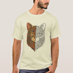 T-shirt avec visage de chat mandala artistique mig
