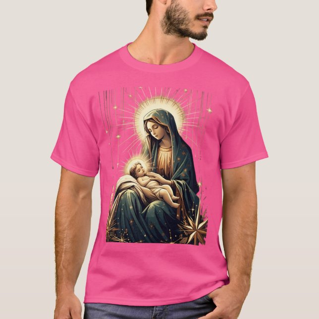 T-shirt Avent Noël Mère De Dieu Avec Bébé Jésus (Devant)