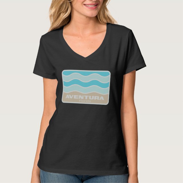 T-shirt Aventura Florida Retro FL Waves Beach Souvenir (Devant)